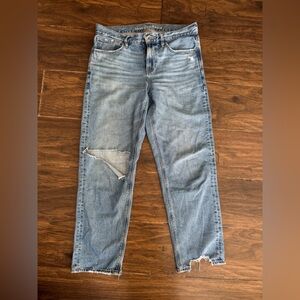 American Eagle Outfitters Light Blue Distressed Women's Straight Leg Jeans